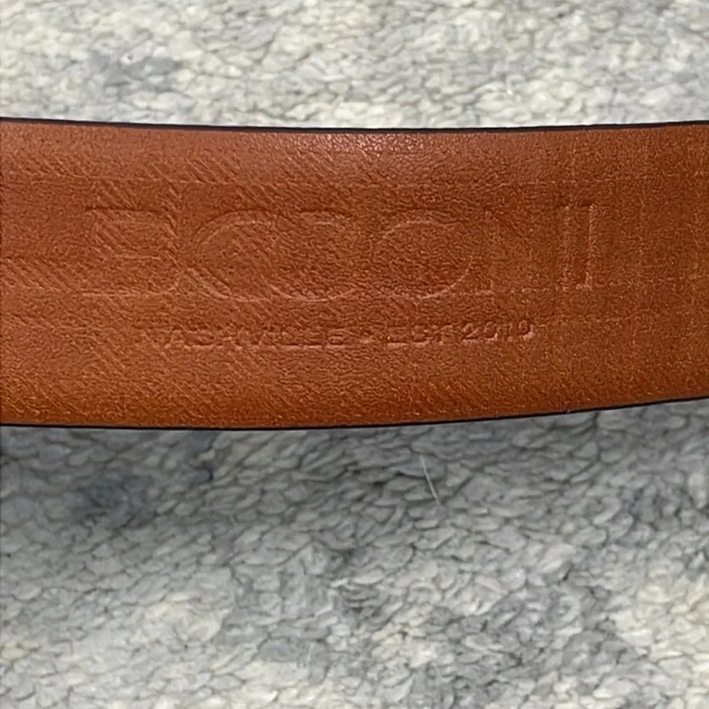 NWT Boconi Dark Brown Genuine Leather Belt Chrome Hardware Sz 42